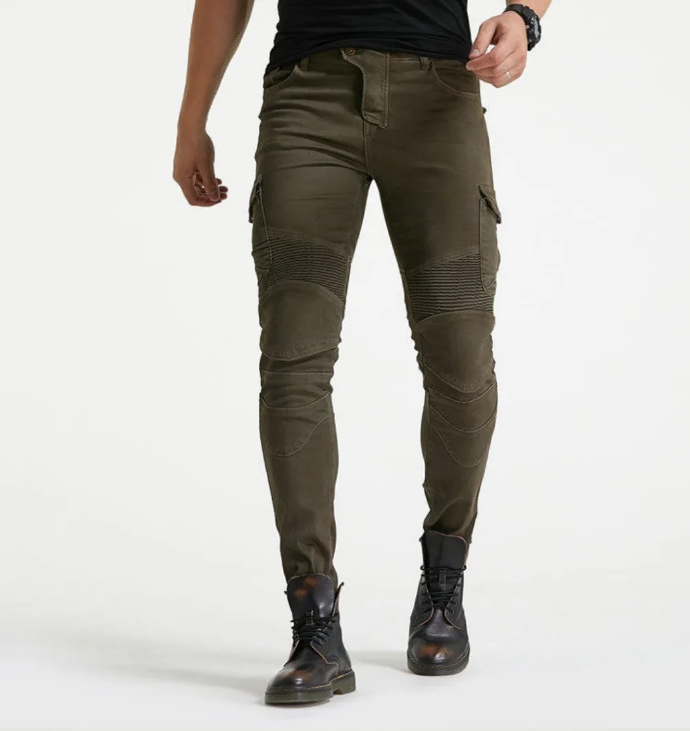 Motorcycle stylish Riding fleece warm winter Jeans  motorpool army green 1