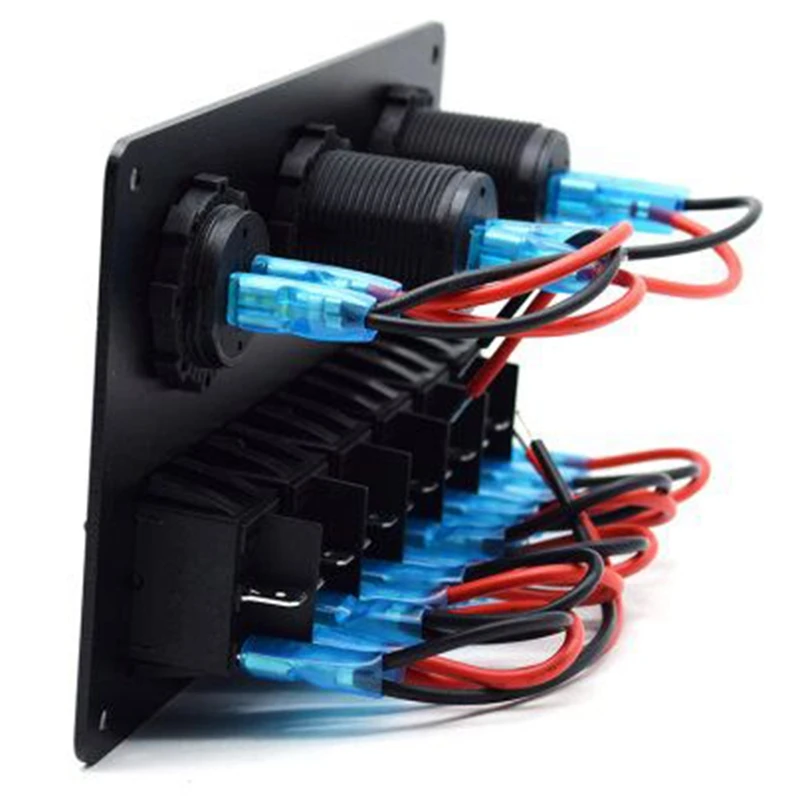 Usb зарядка ABS 12 в 24 в 6 банд кулисный переключатель панель двойной USB Водонепроницаемый Автоматический выключатель синий светодиодный переключатель управления для автомобиля морской лодки