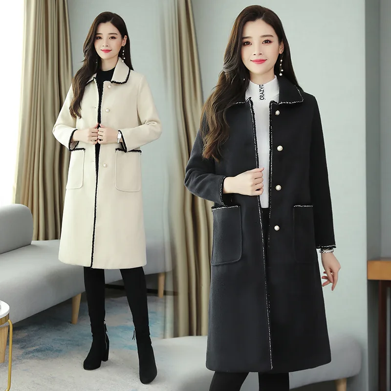 

Woolen Jacket Women's Mid-length 2019 Winter New Style WOMEN'S Dress Korean-style Loose-Fit Graceful Popular Woolen Cloth