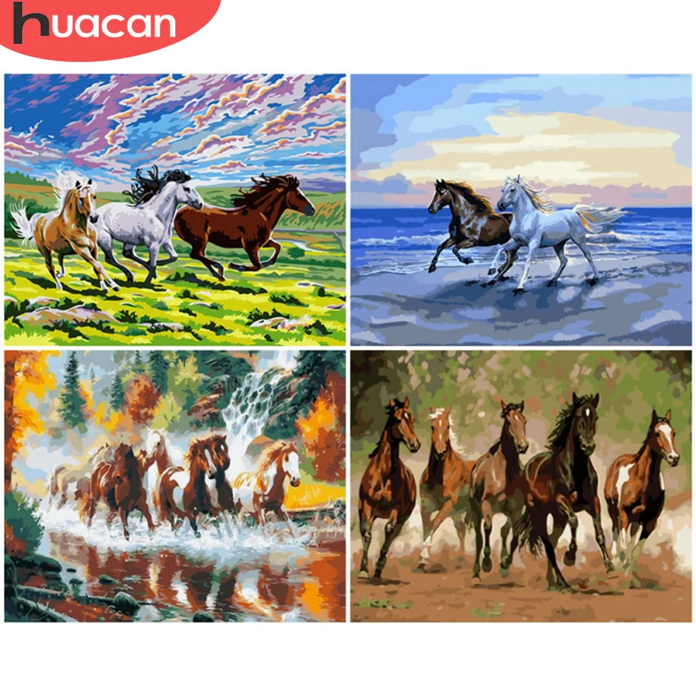 HUACAN DIY рисунки по номерам лошадь рисование на холсте краска ручная ed ing Art