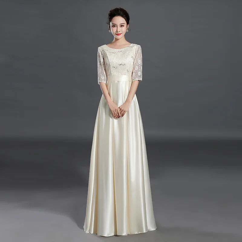 HJZY90# бордовое длинное платье для взрослых, сценическое банкетное длинное вечернее платье для женщин, презентеров большого хора