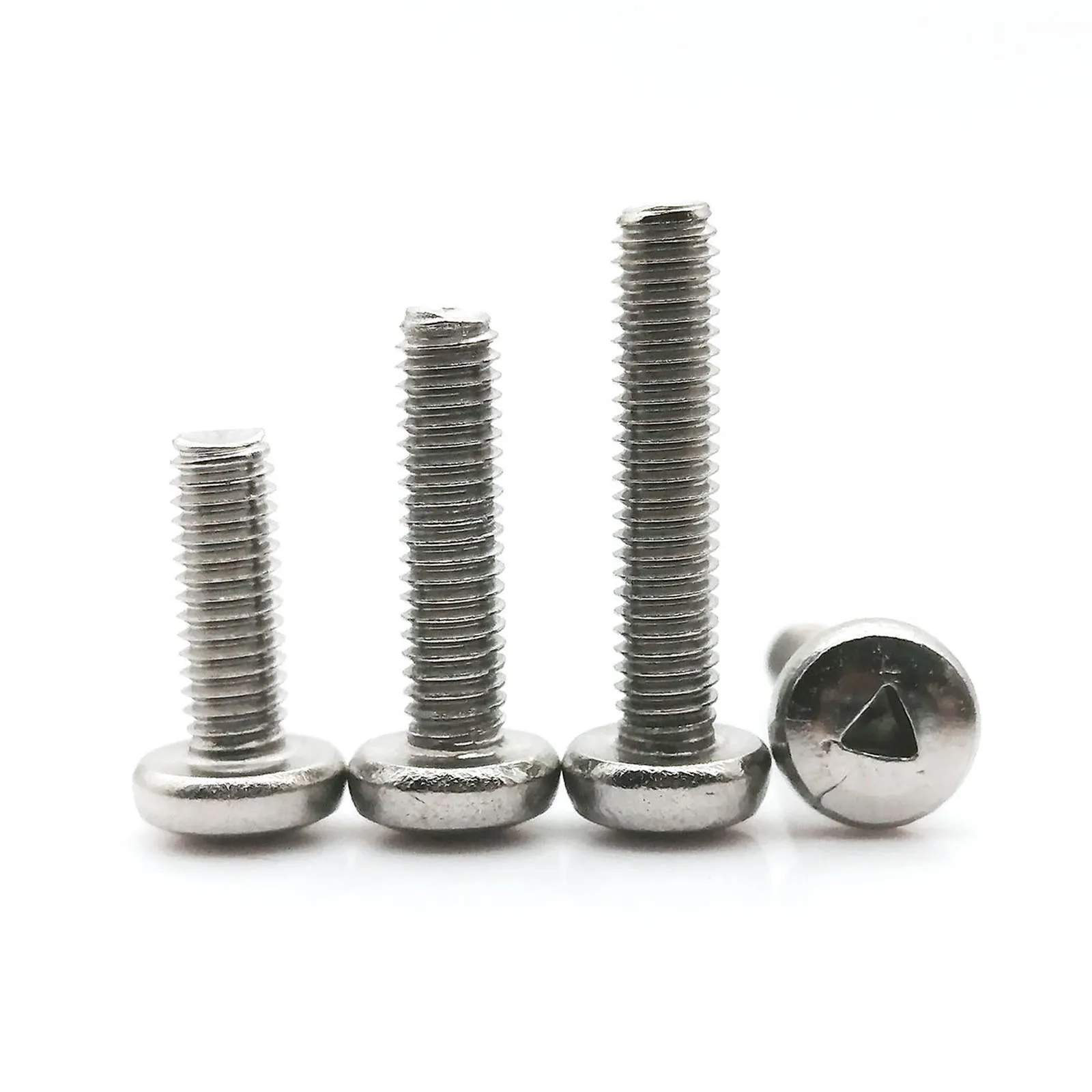 20 Stück M3 M4 A2-70 304 Edelstahl Dreieck Buchse Schlitz Rund Flachkopf Sicherheit Anti-Diebstahl-Bolzen Schraube – Detail 4