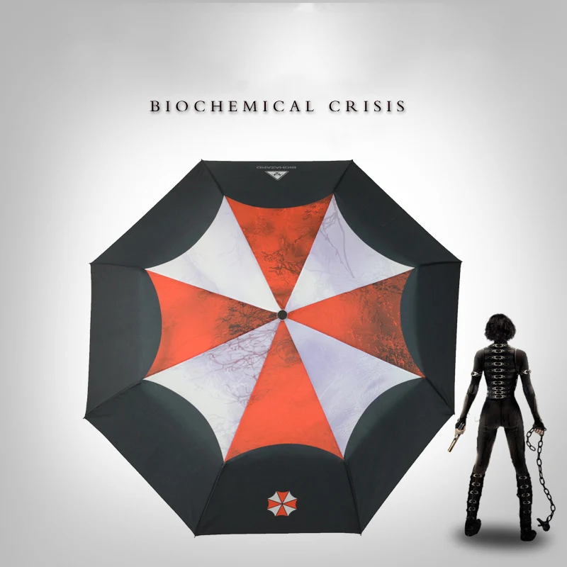 

Umbrella Female Biohazard Fully Automatic Three Folding 8K Windproof Black Coating 99% UV Protection Sun and Rain Umbrellas Men