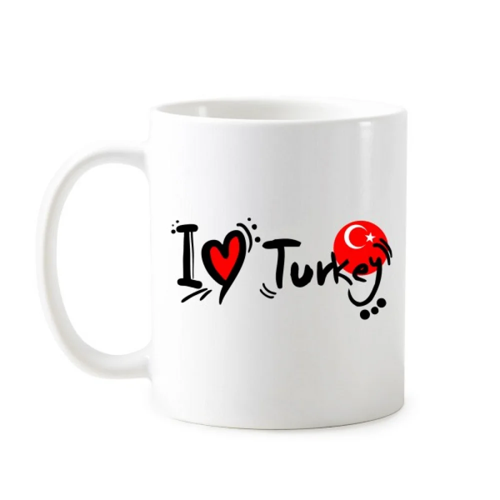 

I Love Turkey Word Flag Love Heart Illustration Pattern Classic Mug With Handles 350 ml