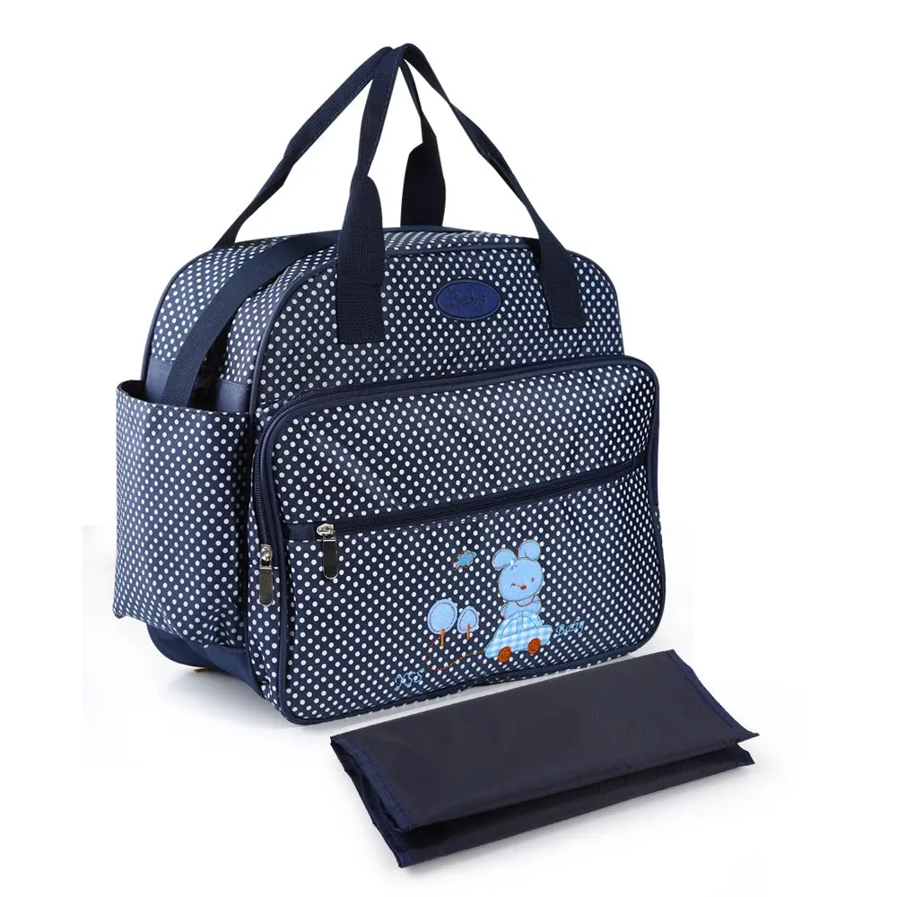 

Wholesale New Designer Fashion Mummy Baby Diaper Bag Hot Sale Dot Diaper Changing Bags