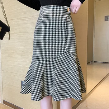 

Office Lady Package Hip Sexy Skirt Korean Style Women High Waist Long Mermaid Skirts Black Red