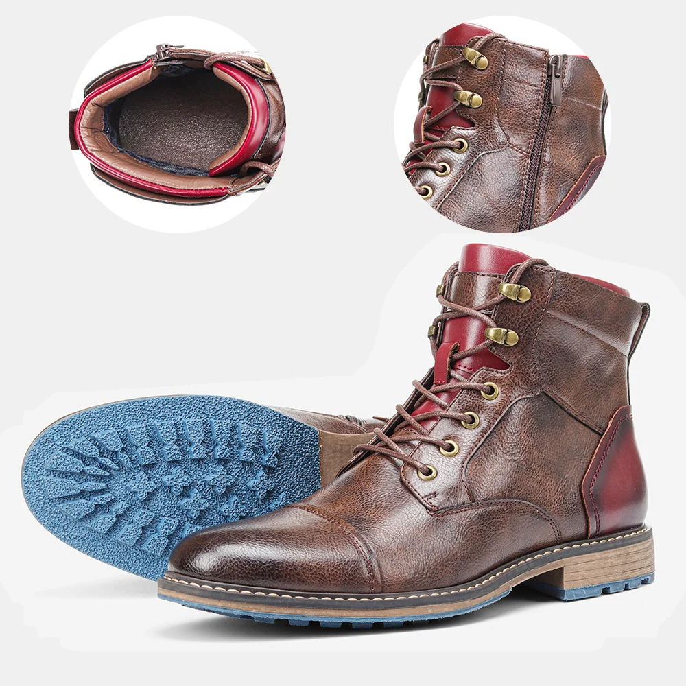 

Size 8-12 Men Boots Brand Leather Boots Men's Winter Martins Boots Vintage Ankle Boots
