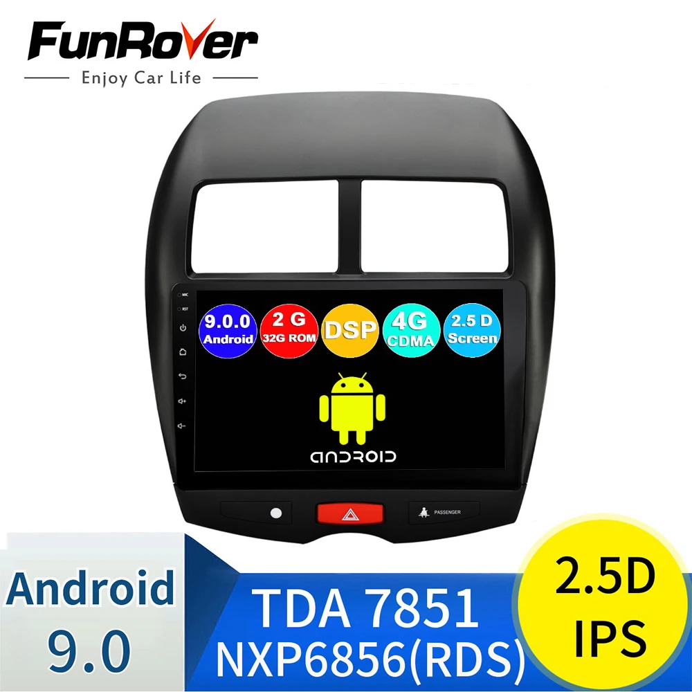 FUNROVER android 9 0 2.D+ IPS автомобильный dvd мультимедийный плеер навигация gps для Mitsubishi ASX