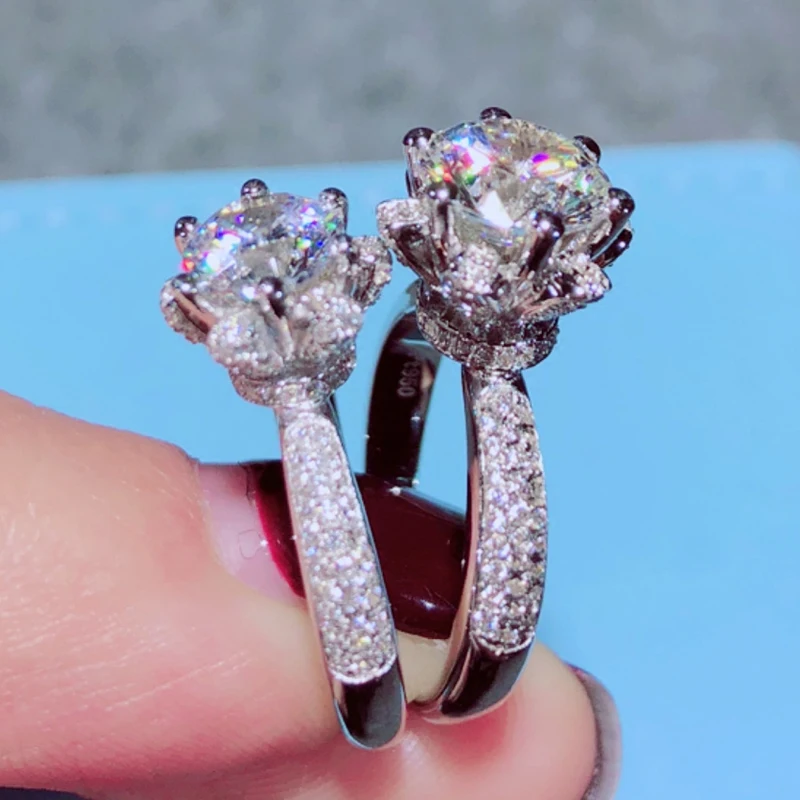 Кольцо женское из серебра 925 пробы с кубическим цирконием 3ct AAAAA | Украшения и