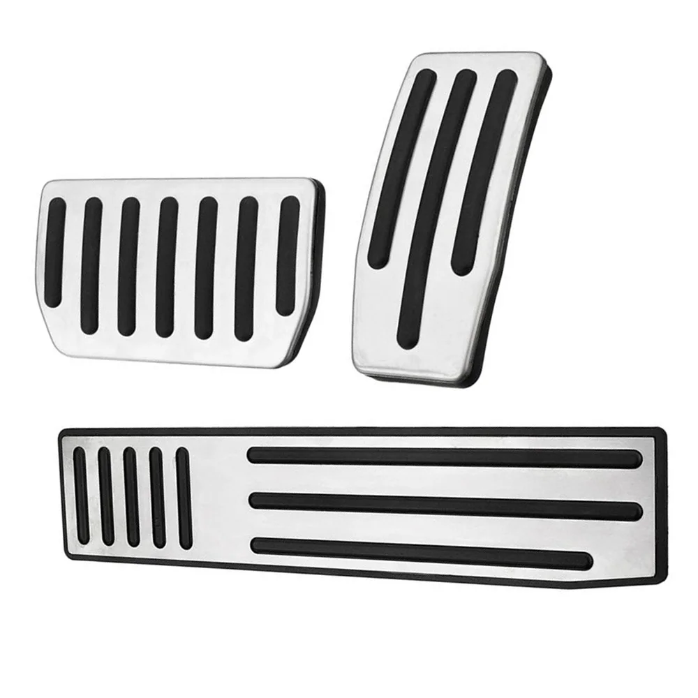 

Silver Black Accelerator Brake Pedal Pad Non-Slip Aluminum For Tesla Model S X