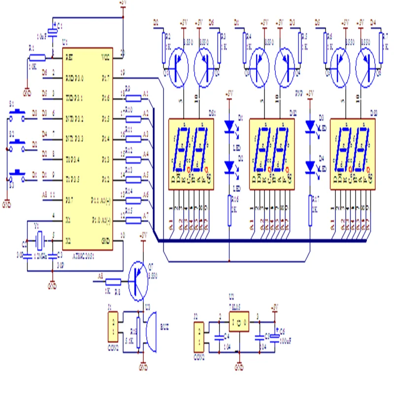 DC 7 V-12 V C51 цифровые электронные часы люкс DIY Наборы шесть 6 бит электронный Запчасти люкс для будильник часы для обратного отсчета времени секундомер