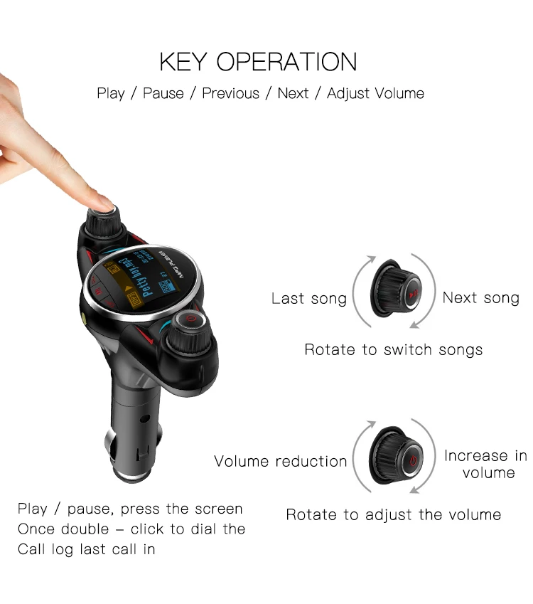 

Bluetooth Audio MP3 Player FM Transmitter Aux Modulator Handsfree Car Kit Car with Smart Charge Dual USB Car Charger