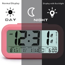 Цифровой будильник студент часы большой ЖК-дисплей Повтор электронные детские часы Датчик света Ночная офисные настольные часы