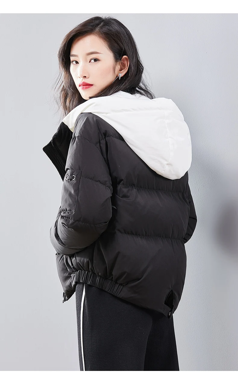 Vimly Женская куртка-пуховик на 90% белом утином пуху, женское плотное зимнее пальто с капюшоном, Женская Повседневная однотонная куртка на молнии, пуховое пальто