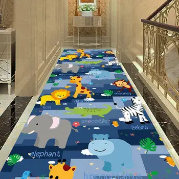 

Cartoon Kids Bedroom Decor Carpet Doormat Dinosaur Animal Play Mat Balcony Corridor Area Rug Flannel Rug Carpets for Living Room