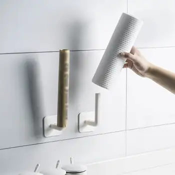 

New 2pcs Wall Hanger Stick Hook Hanging Towel Lid Holder Kitchen Bathroom Storage Organizer