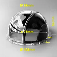 Cúpula óptica acrílica transparente impermeable de 109x56mm cubierta de plexiglás transparente antipolvo hemisferio con tapa de plástico redonda negra