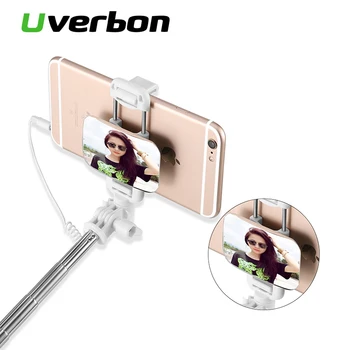 

Mini Extendable Handheld Rotatable Wired Automatic Selfie Stick Folding Portable Plug-Play Phone Clip For iPhone Android phones