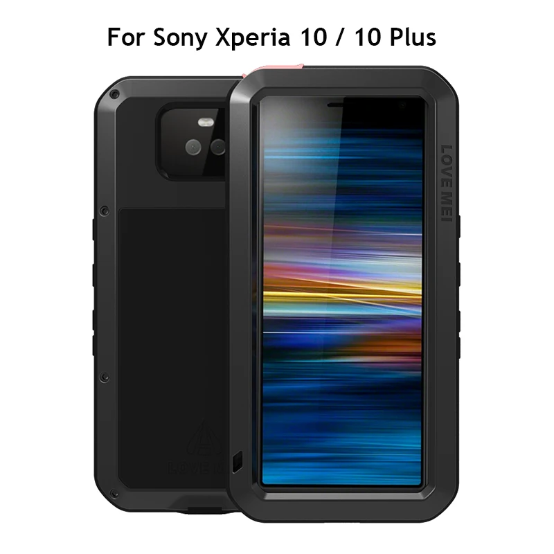 

Love Mei Brand Case For Sony Xperia 10 Plus Shockproof Metal Cover For Sony Xperia 10 Full Body Armor Phone Case With Glass