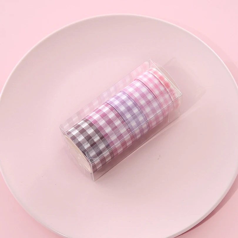 Washi Tape Decorative Ribbons Stationery 6pcs Adhesive Masking Tape Sticker Kawaii Grid Washitape School Supplies Washi Tape Set 6