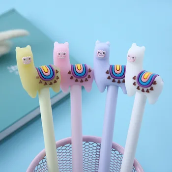 

36 Pcs Per Set Korean-Style Stationery Cute Big-Eyed Alpaca Gel Pen Primary School Student Signature Pen Factory Wholesale