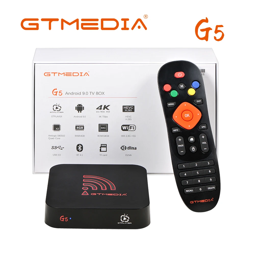 New Arrival GTmedia G5 Android 9.0 TV Box 4K HDR STB BOX WIFI 4/64G Xtream IPTV Stalker IPTV Youtube Set top Box Media Player