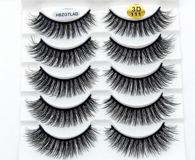 5 pairs 3D mink false eyelashes natural makeup eyelash extension long cross volume soft fake eye lashes winged faux cils