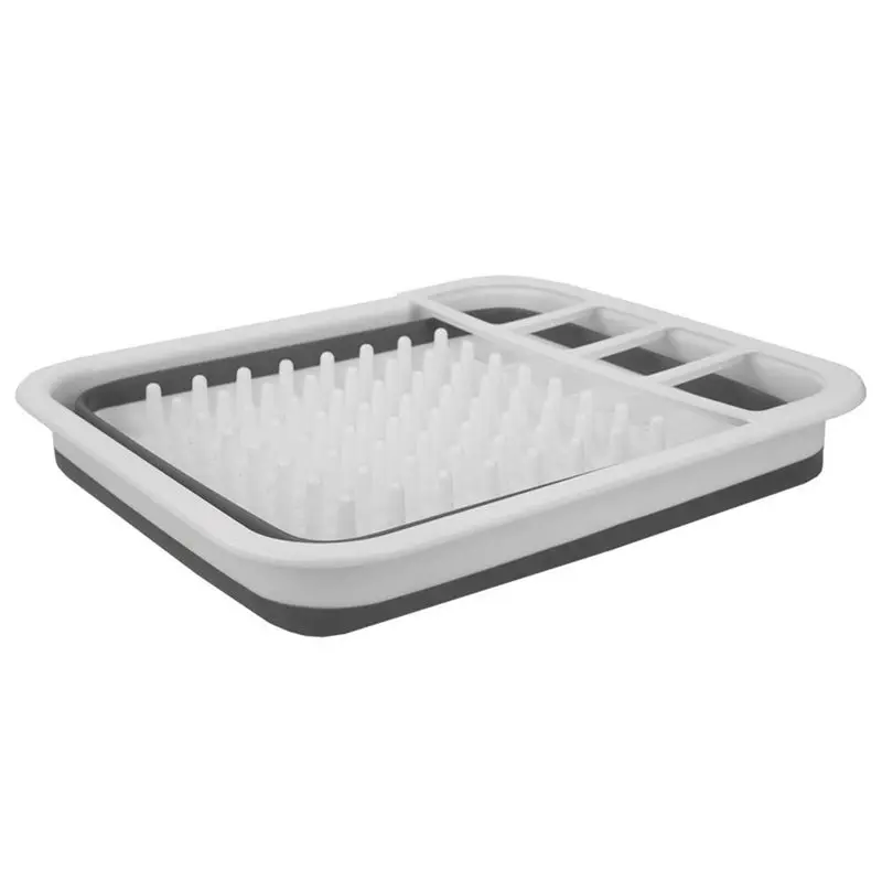 

Easy Storage Collapsible Dish Rack and Drainer with Cutlery Holder