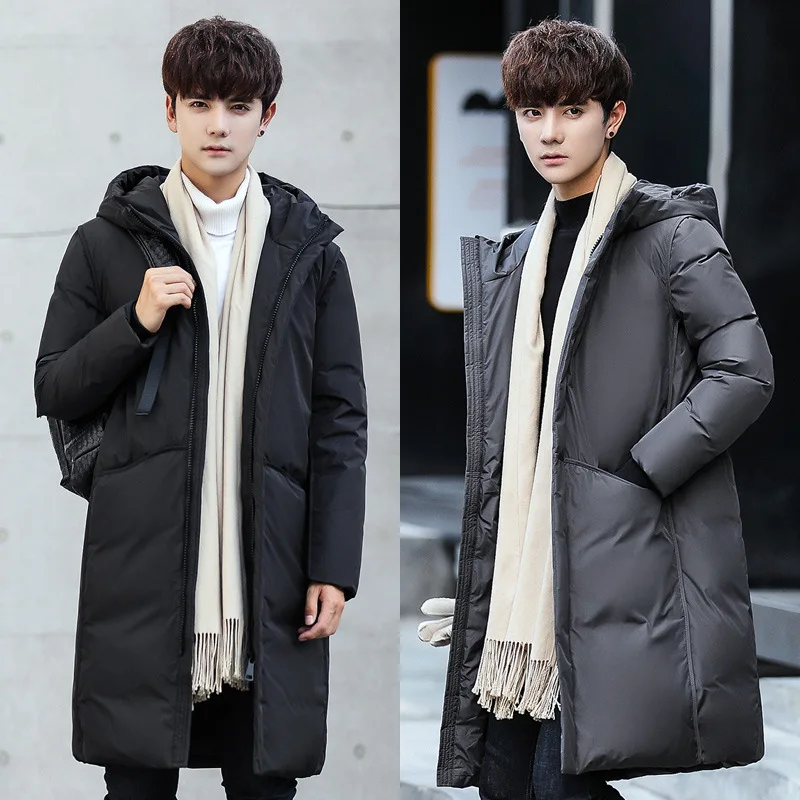 Mens Hooded Long Duck Down Padded Jackets Man Thick Winter Down Coats Male Fashion Long Overcoat Keep Warm Outerwear JK-722