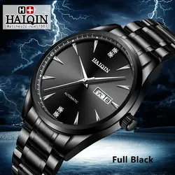 HAIQIN мужские часы Топ бренд класса люкс нержавеющая сталь автоматические механические наручные часы Авто Дата Водонепроницаемый Бизнес reloj