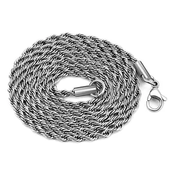 

10pc/lot Stainless Steel Rope Chain Necklaces, All Sizes Twisted Rope Chains, Women's and Men's Basic Chains, Free shipping S001