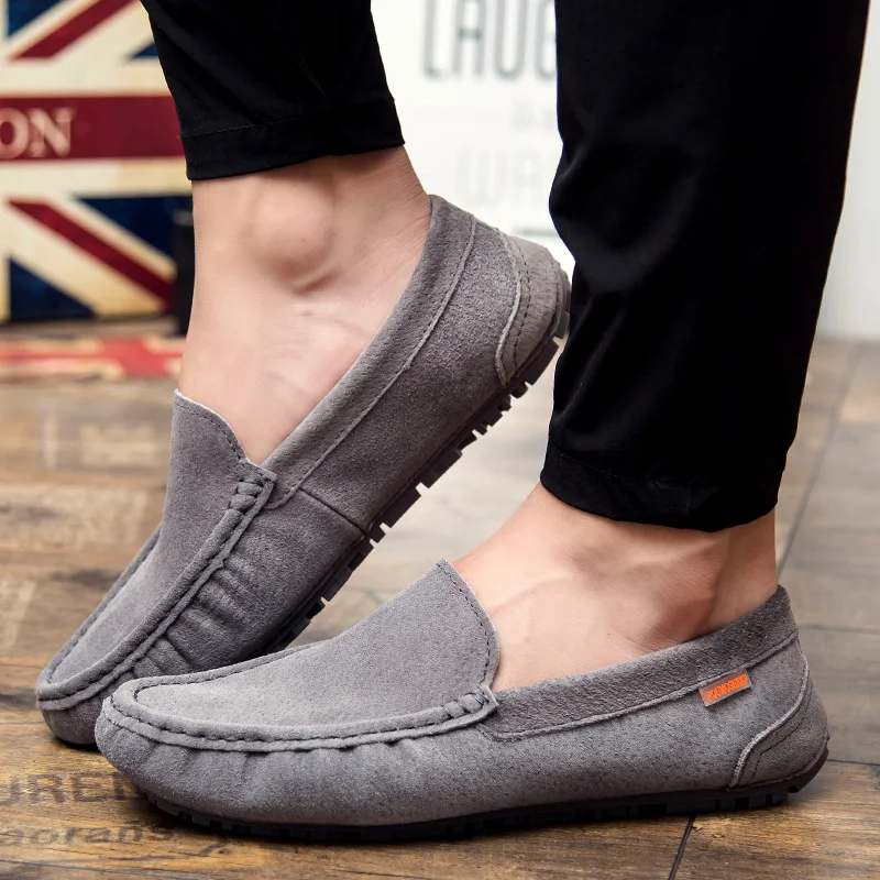 

Loafers Men Shoes outdoor fashion suede Leather Mens Shoes slip on Casual Cowhide Breathable Men's Business Shoes Black Loafers