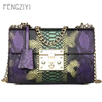 

Serpentine Small Square Messenger Crossbody Bags Pu Leather Chain Women`s Shoulder Bag Luxury Handbags Women Bags Designer