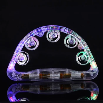 

Colorful Flashing Tambourine Sensory LED Light Up Party Handheld Shaking Tambourine Musical Musical Instruments