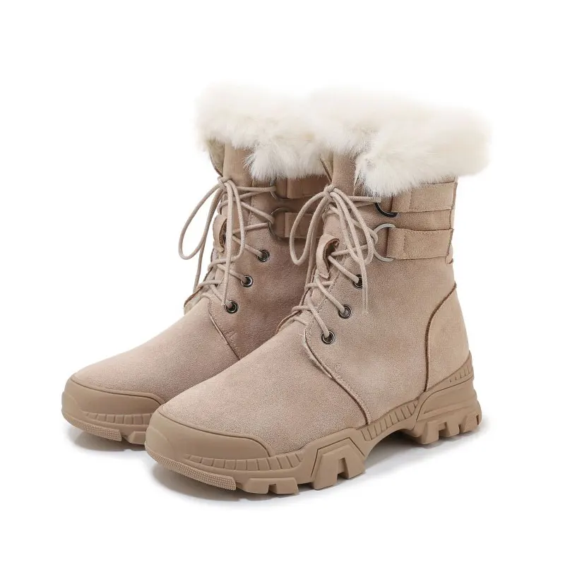 

Women's Retro High Top Martin boots Genuine Leather Tooling boots Casual Comfort Warm Fur Military Boots Non-slip Snow Boots