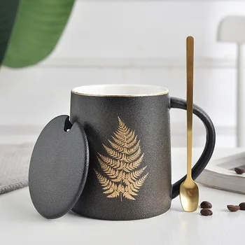 

Ceramic Coffee Mug with Lid Spoon Office Modern Minimalist Coffee Mugs for Couple Copos E Canecas Gifts for Teacher Mug HH50MK
