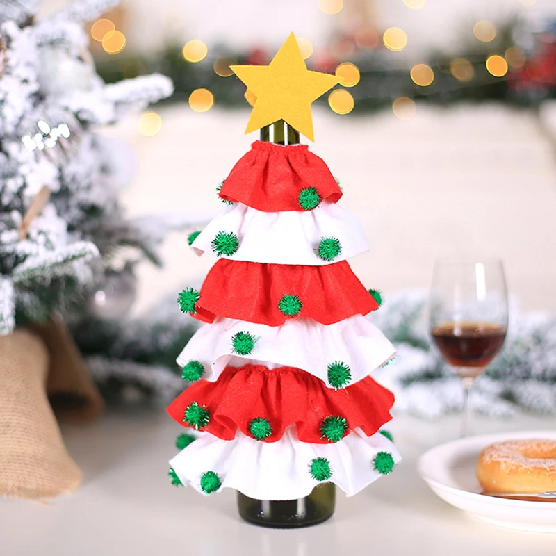 Рождественская елка крышка бутылки вина шампанское вино сумки Рождественский орнамент декор стола
