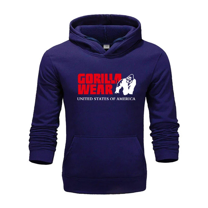 Бренд Gorilla wear, Красочные мужские хип-хоп уличные однотонные флисовые мужские толстовки, Мужская Утепленная одежда, Зимние толстовки, свободная толстовка - Цвет: navy