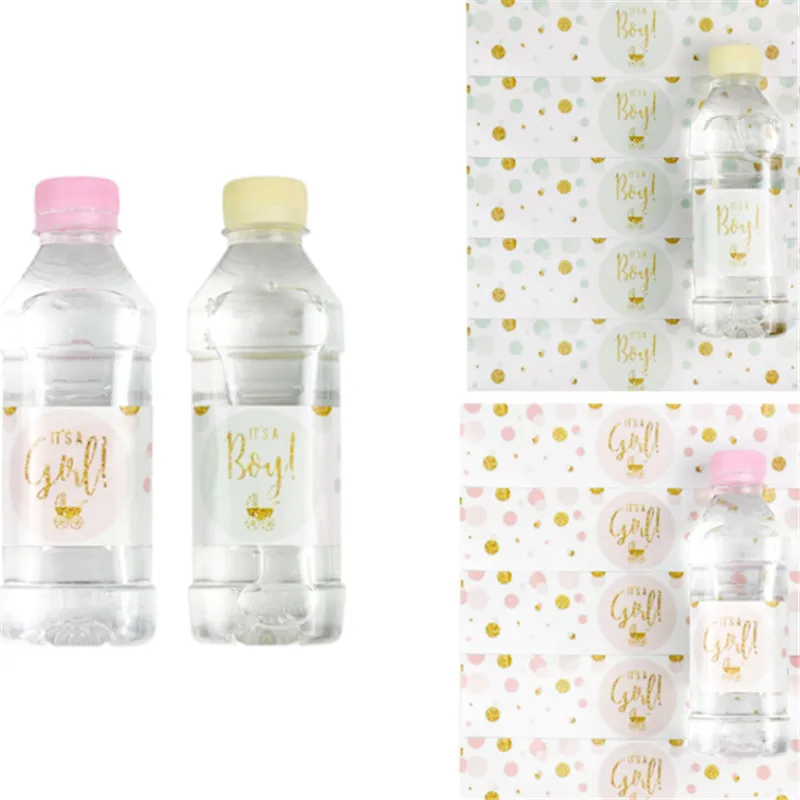 

12pcs Baby Shower Decor Girl/Boy Unicorn Mineral Water Bottle Gift Stickers Label Baby Shower Birthday Bottle Label Stickers