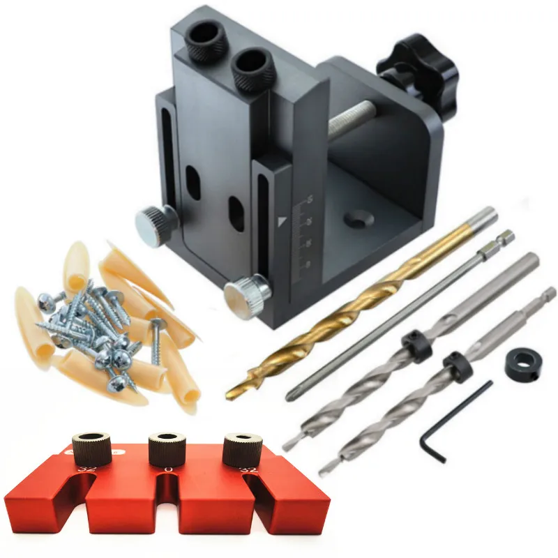 

Drill Guide Dowel Jig Set Woodworking Joinery Master W/ Drill Sleeve For Carpentry Drilling Pocket Hole Tool Kit