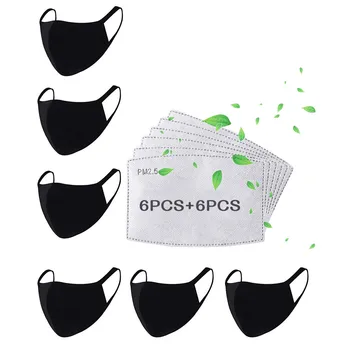 

6pcs Face Mask With 6 Pcs Filters Dust Proof Reusable Face Mouth Cover Washable And Reusable Face Sheild Mascarar Mascherina