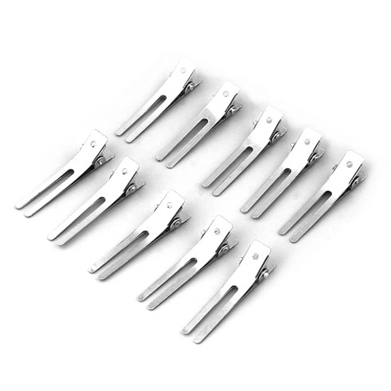 50pcs Metal Hair Clips Hairdressing Double Hole Durable Barrettes Hair Style Tools Curl Setting
