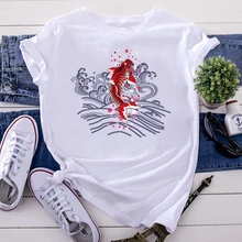 Best Price Womens Shorts Sleeve Shirts Fashion Japanese Koi Printing Woman T-Shirts Punk Casual Clothing Fashion Funny Tshirt For Women Best Price Womens Shorts Sleeve Shirts Fashion Japanese Koi Printing Woman T-Shirts Punk Casual Clothing Fashion Funny Tshirt For Women