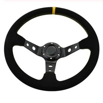 

14inch 350mm suede Leather Car Racing Steering Wheel Aluminum Alloy Deep Corn Dish Sport Drifting Steering Wheels Universal