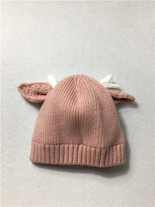 Детская шапка Skullie Beanies для мальчиков и девочек, зимняя шапка с рождественским рисунком лося, роговыми ушами, теплые эластичные модные аксессуары - Цвет: 12