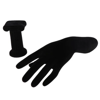 

Black Elegant Resin Velvet Mannequin Hand Luxurious Jade Ring Bangle Display