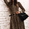 Jocoo Jolee Shirt Long Dress Women Vintage Leopard Print Long Sleeve O Neck Pleated Dress Casual Maxi Party Dress Plus Size 5XL ► Photo 3/5