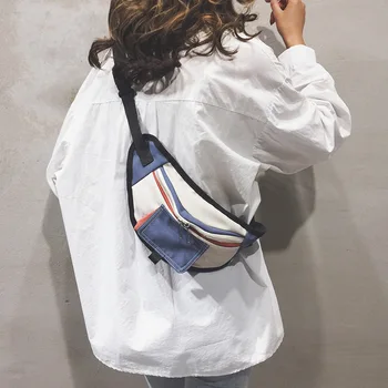 

2020 new Korean version of Harajuku nylon waterproof contrast color chest bag casual waist bag messenger bag female bag