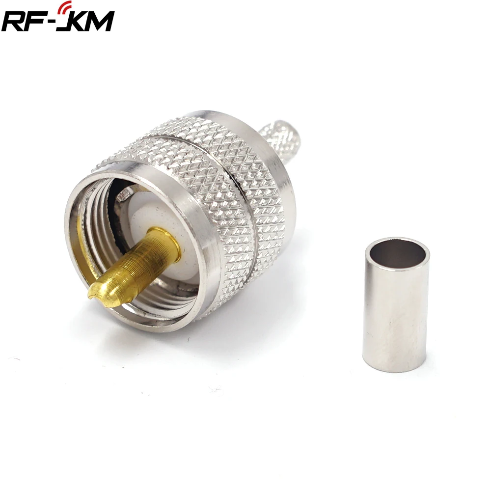 Gran venta Uds UHF PL259 hombre macho de crimpado de RG58 RG142 LMR195 RG400 Cable Coaxial Conector recto p3KkKWjML