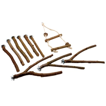 

Wood Branch Stand Bird Grinding Claw Stick Parrot Bird Supplies Bird Cage Parrot Molar Rod Pet Bird Stand Pole